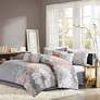 Thumbnail2 of Lola Gray and Peach Cotton Sateen King Floral 7-Piece Comforter Set