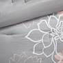 Thumbnail3 of Lola Gray and Peach Cotton Sateen King Floral 7-Piece Comforter Set more views