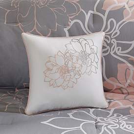 Image5 of Lola Gray and Peach Floral Cal King 7-Piece Comforter Set more views