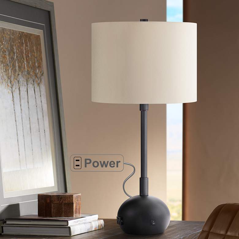 Image 1 Lola Oil-Rubbed Bronze Table Lamp with Base Utility Plug