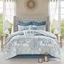 Thumbnail1 of Loleta Blue White 8-Piece King Comforter Bed Set