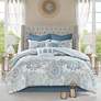 Loleta Blue White 8-Piece Queen Comforter Bed Set