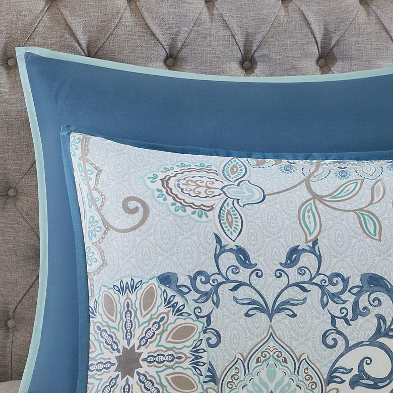 Image 4 Loleta Blue White 8-Piece Queen Comforter Bed Set more views