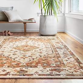 Image1 of Loloi BEA-01 2'6"x7'6" Ivory and Rust Area Rug