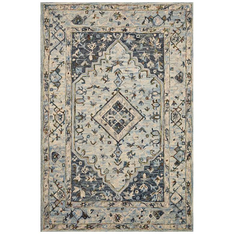 Image 2 Loloi BEA-01 5'0"x7'6" Light Blue and Blue Area Rug