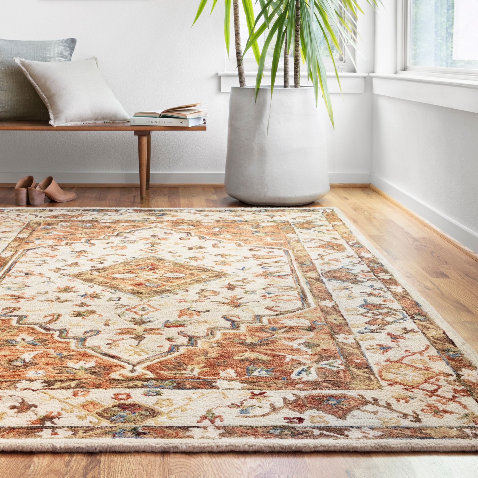 Loloi BEA-01 Ivory and Rust Area Rug - #68T49 | Lamps Plus