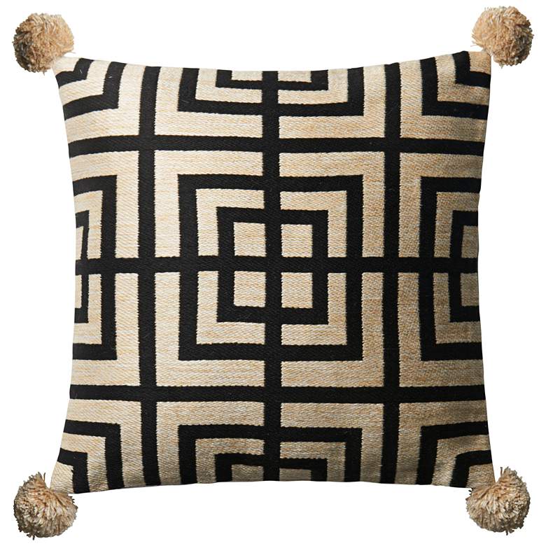 Image 1 Loloi Beige and Black 18 inch Square Throw Pillow