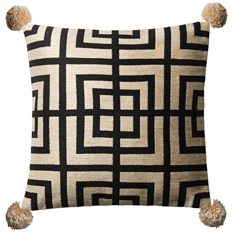 Image 1 Loloi Beige and Black 18" Square Throw Pillow
