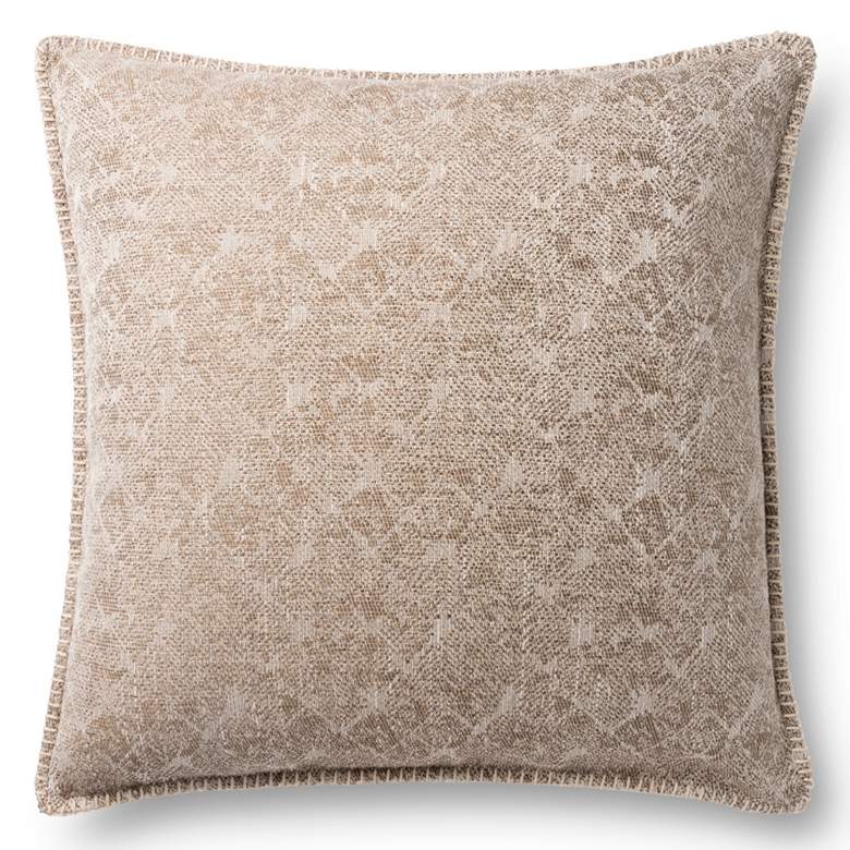 Image 1 Loloi Beige Jacquard Abstract 22 inch Square Throw Pillow
