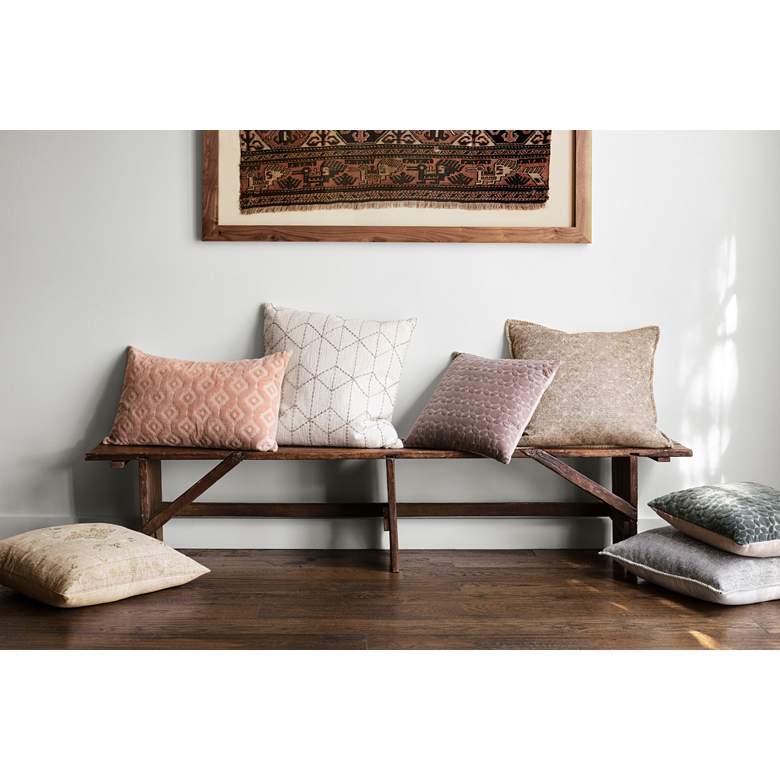 Image 2 Loloi Beige Jacquard Abstract 22" Square Throw Pillow more views