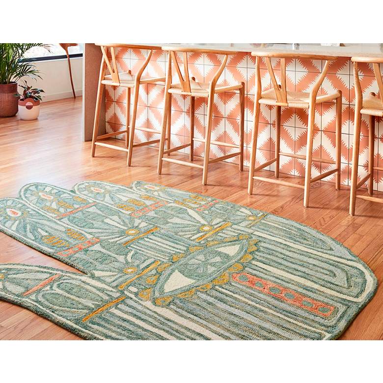 Image 1 Loloi Chaya CHY-01 5'x7'6" Sky and Red Handle Area Rug