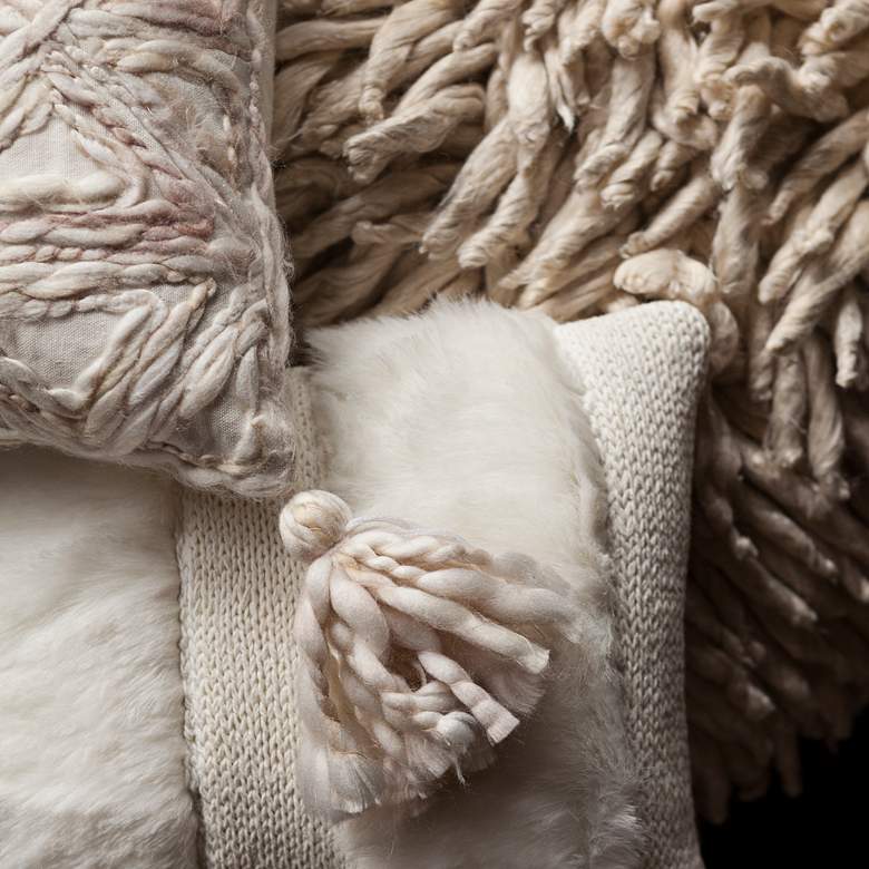 Image 2 Loloi Cream 22" Square Throw Pillow more views