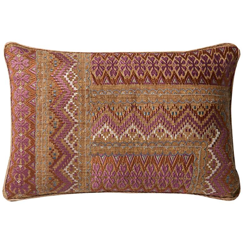 Image 1 Loloi Cropley Pink and Rust Tribal 21 inch x 13 inch Pillow