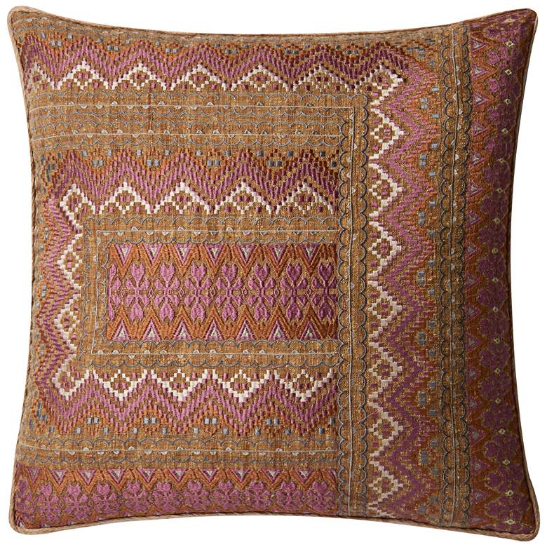 Image 1 Loloi Cropley Pink and Rust Tribal 22" Square Throw Pillow