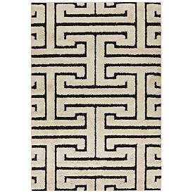 Image1 of Loloi Enchant 5'3"x7'7" Ivory and Dark Brown Geometric