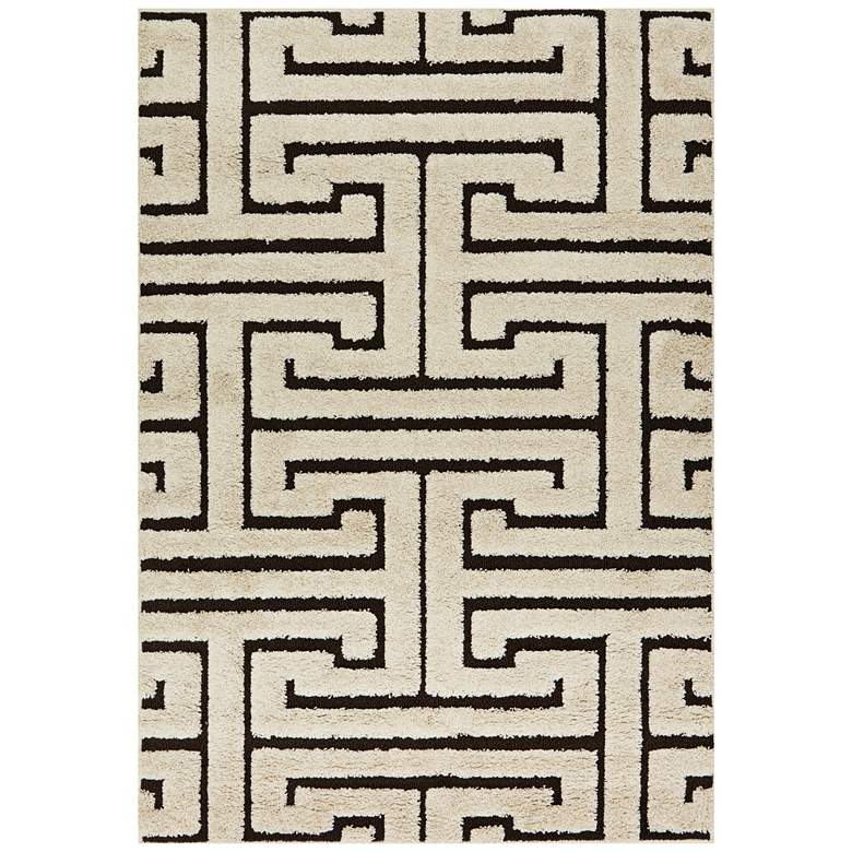 Image 1 Loloi Enchant 5&#39;3 inchx7&#39;7 inch Ivory and Dark Brown Geometric