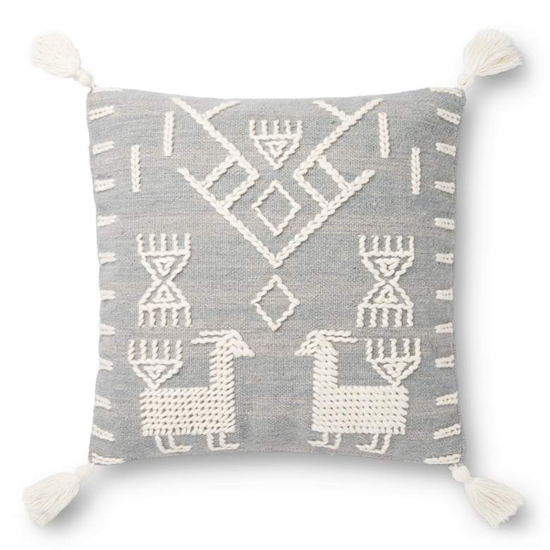 Image 1 Loloi Gray and Ivory Llama 22 inch Square Throw Pillow