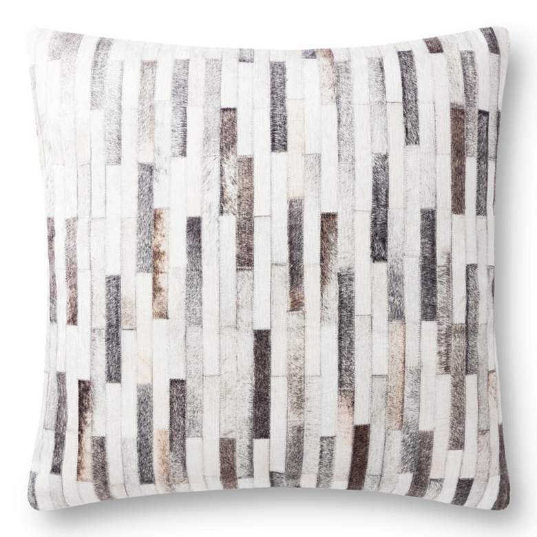 Image 1 Loloi Gray Cowhide 22" Decorative Square Throw Pillow
