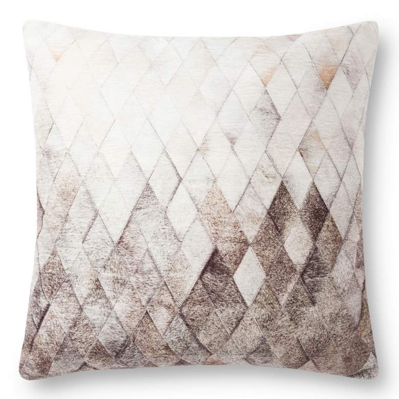 Image 1 Loloi Gray Cowhide 22" Ombre Square Decorative Throw Pillow