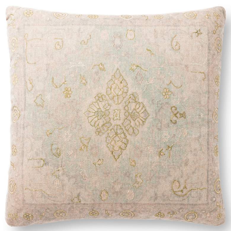 Image 1 Loloi Green and Beige Abstract 22 inch Square Throw Pillow