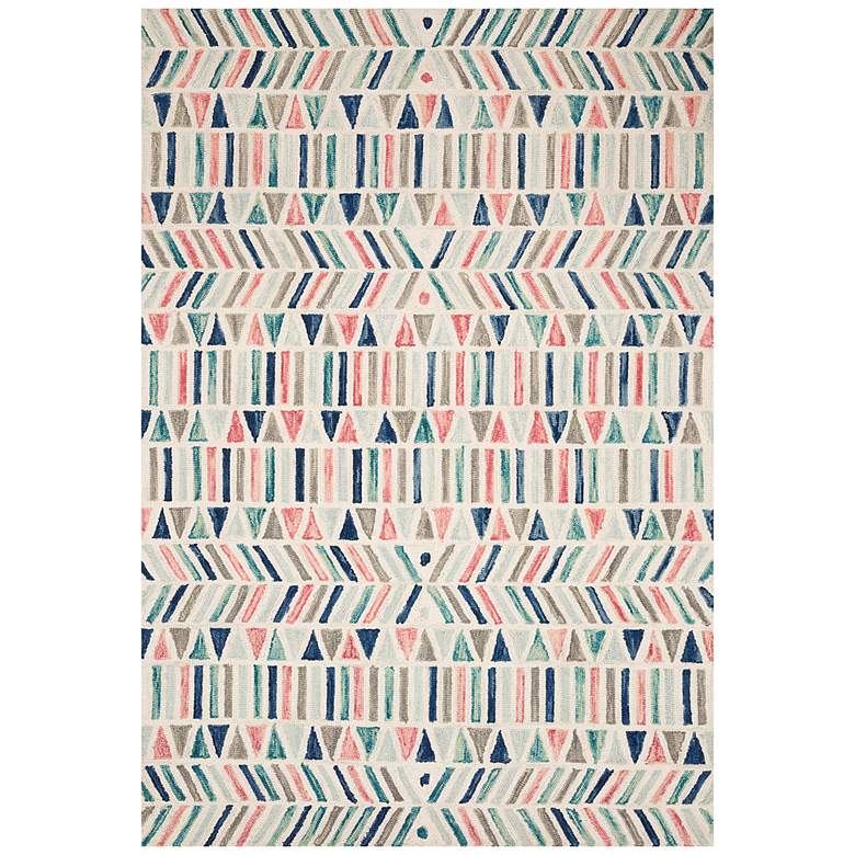 Image 1 Loloi Hallu HAL-01 5'x7'6" Ivory Multi-Color Wool Area Rug