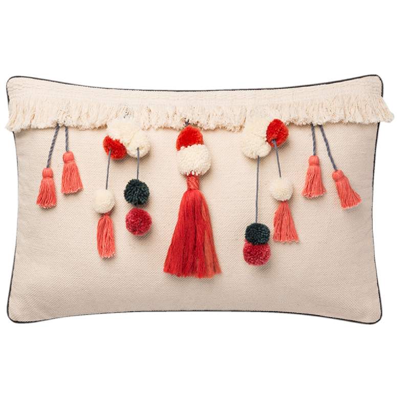 Image 1 Loloi Justina Blakeney Pompom 21"x13" Decorative Pillow
