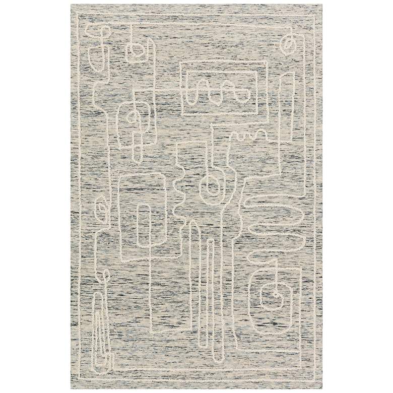 Image 1 Loloi Leela LEE-01 5&#39;x7&#39;6 inch Sky and White Wool Area Rug