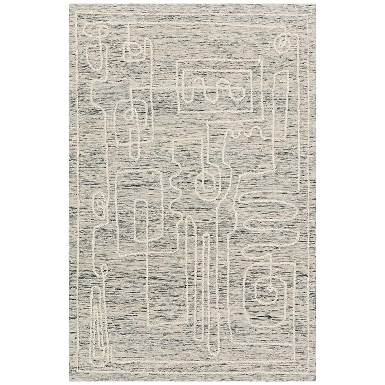 Image 1 Loloi Leela LEE-01 5'x7'6" Sky and White Wool Area Rug