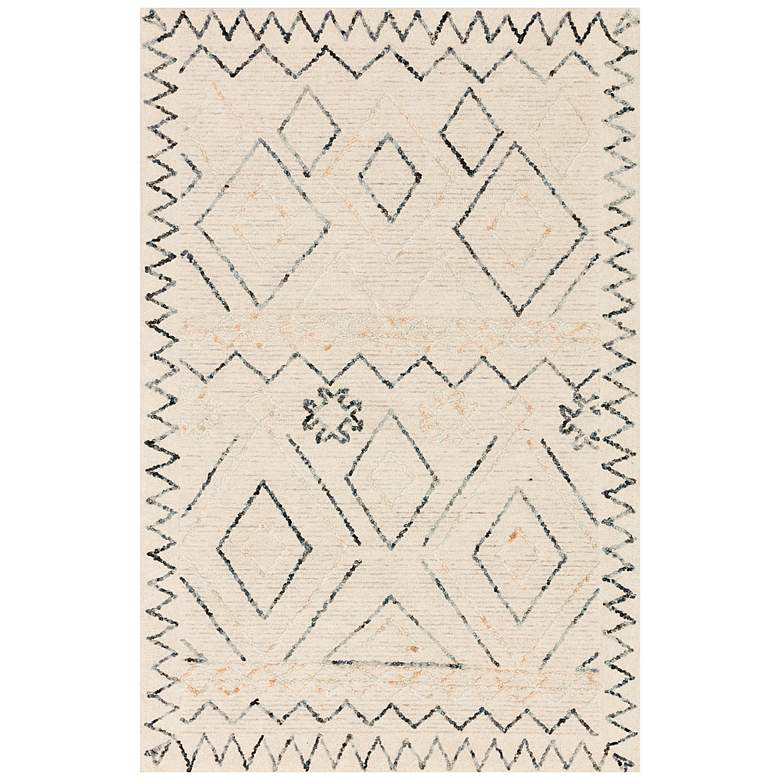 Image 1 Loloi Leela LEE-02 5&#39;x7&#39;6 inch Oatmeal and Denim Wool Area Rug