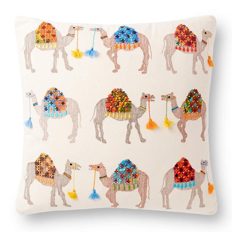 Image 1 Loloi Multi-Color Camel 18" Square Throw Pillow
