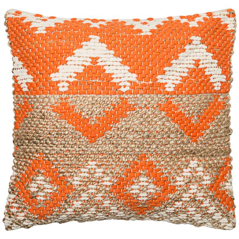 Image 1 Loloi Nimitz Orange and Beige Tribal 22" Square Throw Pillow