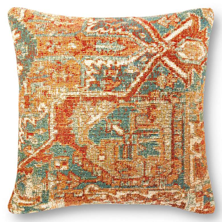 Image 1 Loloi Orange 22 inch Square Outdoor Throw Pillow