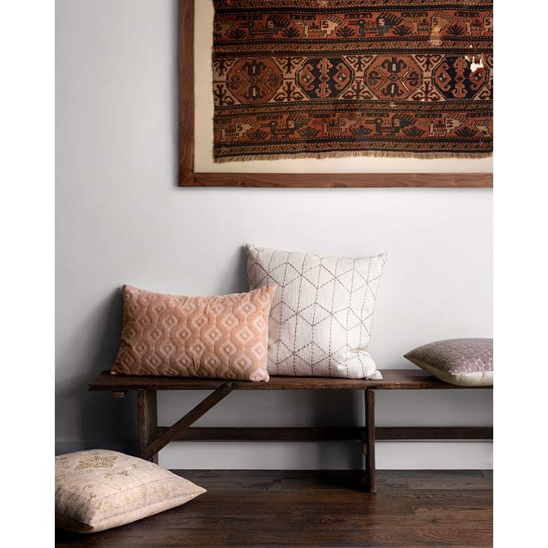Image 2 Loloi Taupe Geometric 18" Square Throw Pillow more views