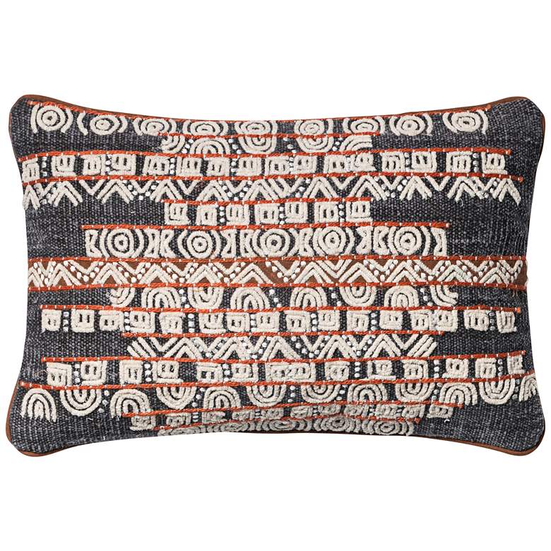 Image 1 Loloi Trimble Blue and Rust Tribal 21 inch x 13 inch Pillow