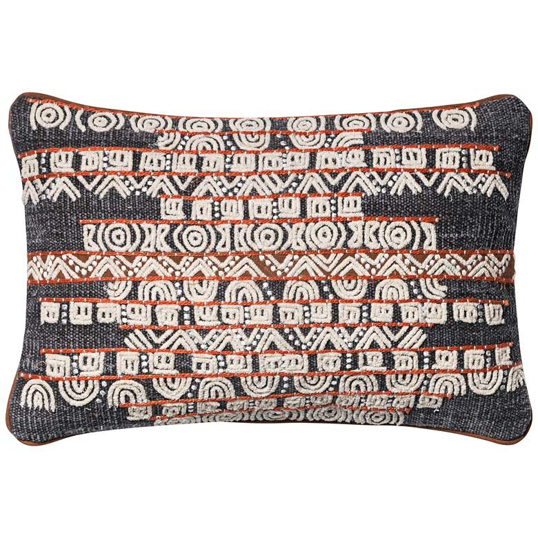 Image 1 Loloi Trimble Blue and Rust Tribal 21" x 13" Pillow