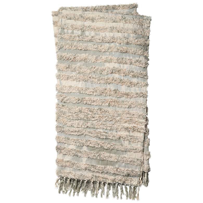 Image 2 Loloi Tyra Silver Sage Cotton Throw Blanket