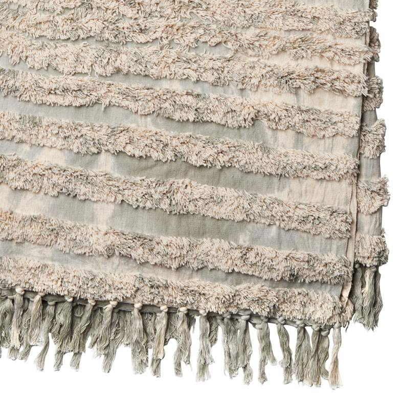 Image 3 Loloi Tyra Silver Sage Cotton Throw Blanket more views