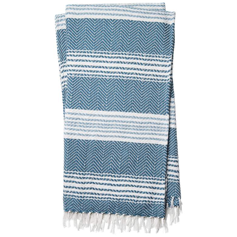 Image 1 Loloi Wren Blue and White Throw Blanket