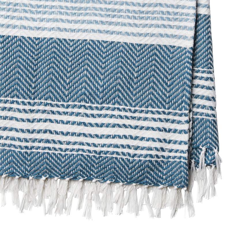 Image 2 Loloi Wren Blue and White Throw Blanket more views