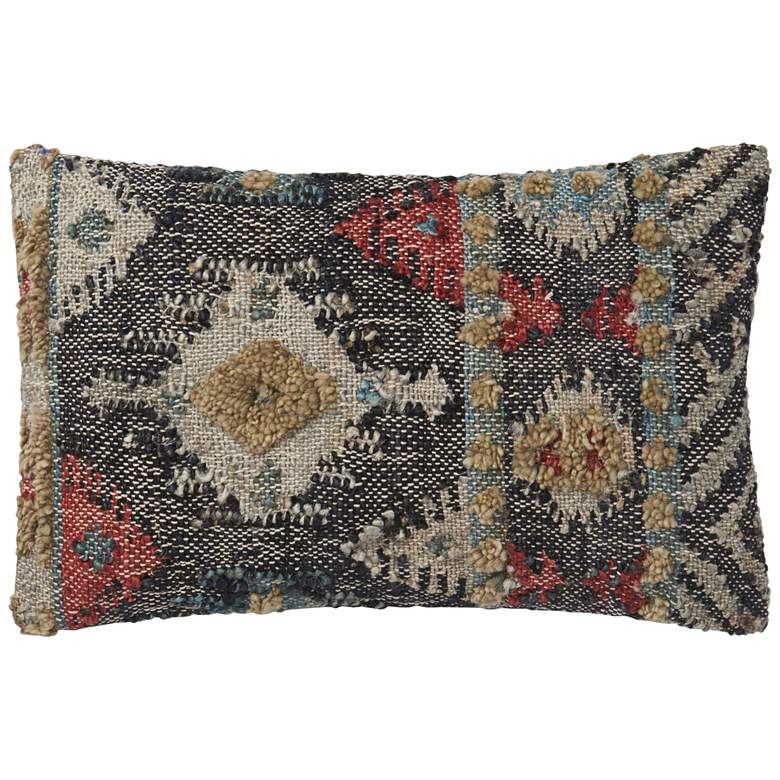 Image 1 Loloi Wyoma Gray Multi-Color Tribal 21 inch x 13 inch Pillow