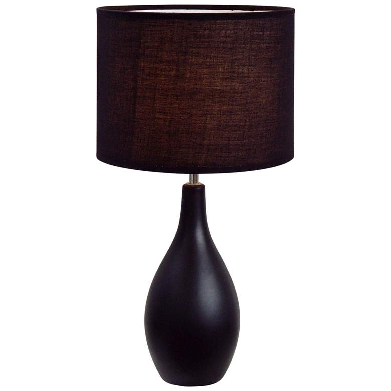 Image 1 Loma Black 19"H Oval Bowling Pin Ceramic Accent Table Lamp