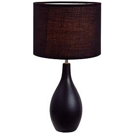 Image1 of Loma Black 19"H Oval Bowling Pin Ceramic Accent Table Lamp
