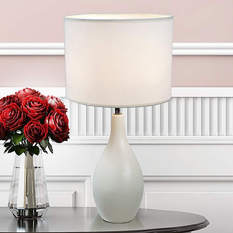 Image 1 Loma Off-White 19"H Bowling Pin Ceramic Accent Table Lamp