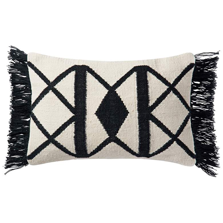 Image 1 Lomas Black and Ivory Tribal 21" x 13" Outdoor Pillow