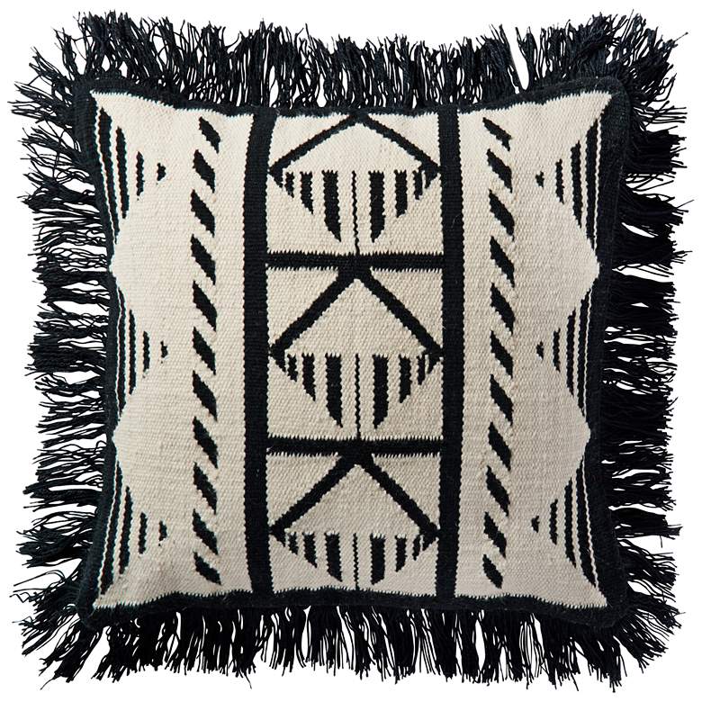 Image 1 Lomas Black and Ivory Tribal 22 inch Square Outdoor Throw Pillow