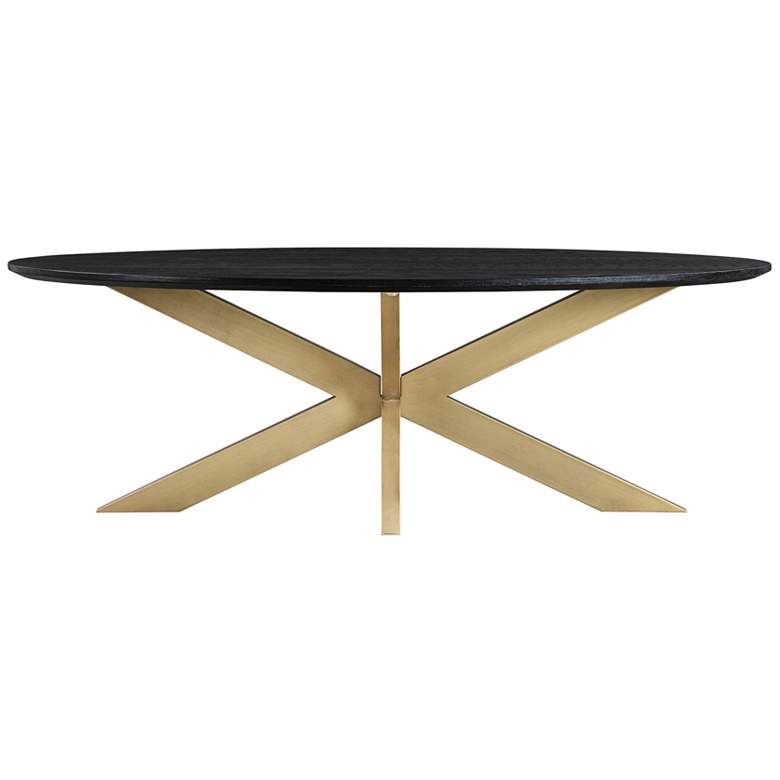 Image 1 Lombard Oval Coffee Table in Black Brushed Oak Wood