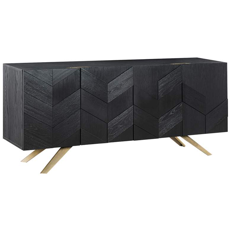 Image 1 Lombard Sideboard Buffet with 4 Doors in Black Brushed Wood