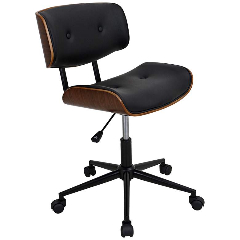 Image 1 Lombardi Bentwood Black Faux Leather Swivel Office Chair