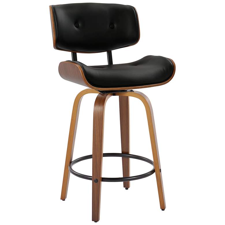 Image 2 Lombardi Counter Stool in Walnut and Black PU with by LumiSource Pair more views