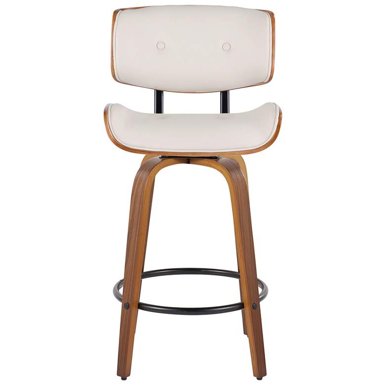 Image 6 Lombardi Counter Stool in Walnut and Cream PU with by LumiSource Pair more views